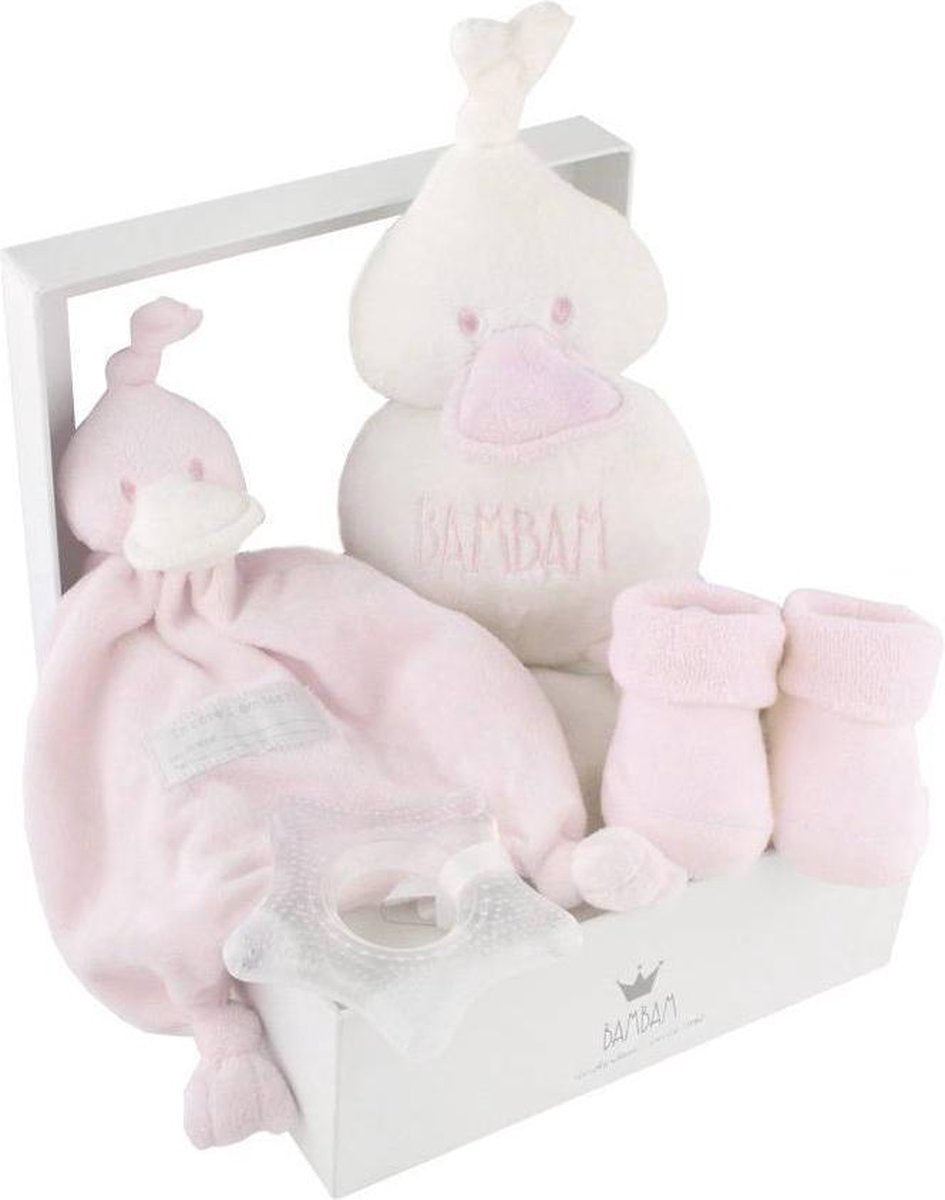 BamBam Cadeaudoos - Kraamcadeau Jongen & Meisje - Baby Cadeau - Pluche - Roze