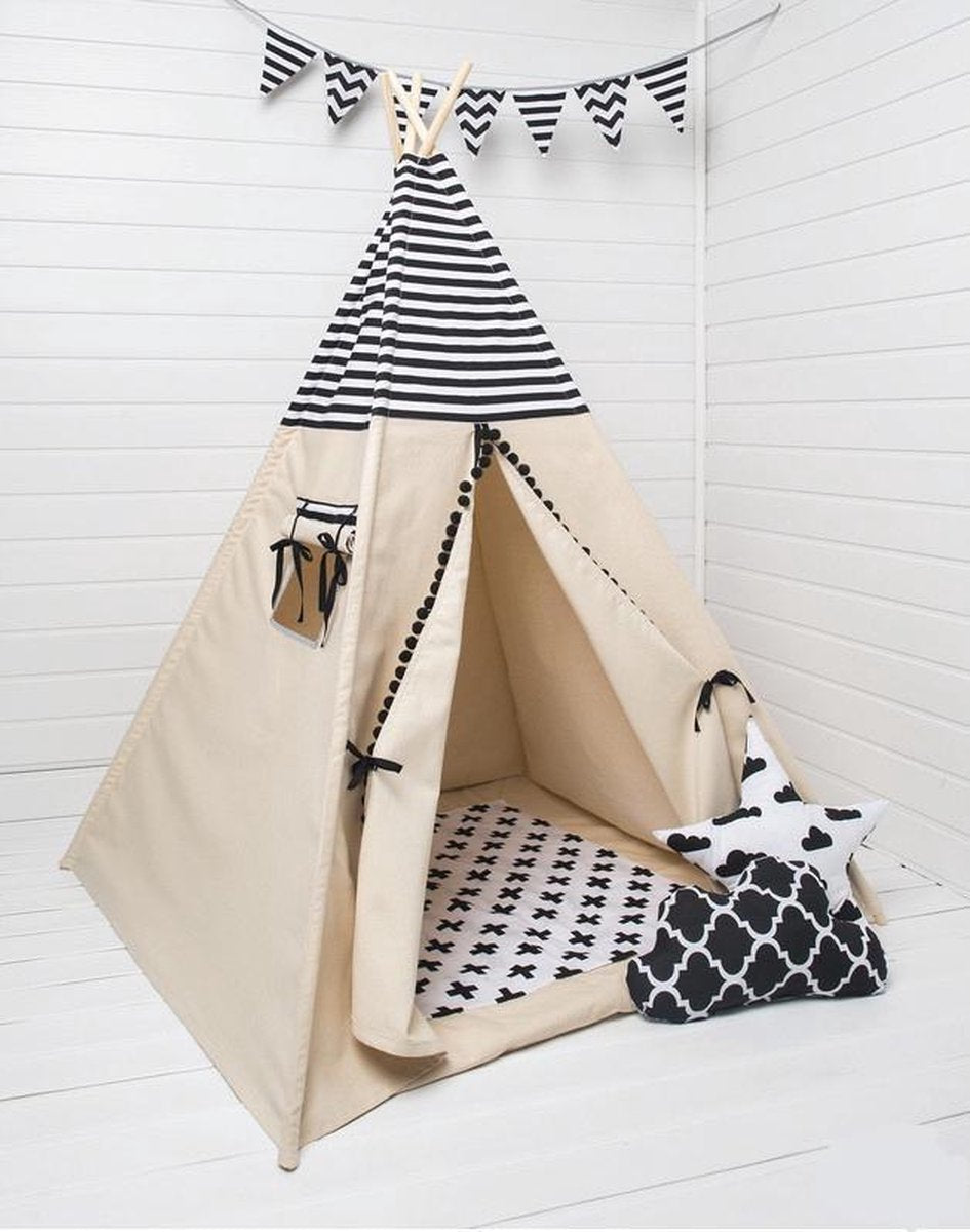 FUJL Tipi Tent - Speeltent - Wigwam - Zwart / Wit