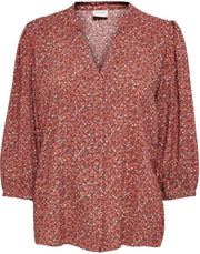 Jdystaar Life 3/4 Shirt Wvn 15226643 Etruscan Red/mini Flowers