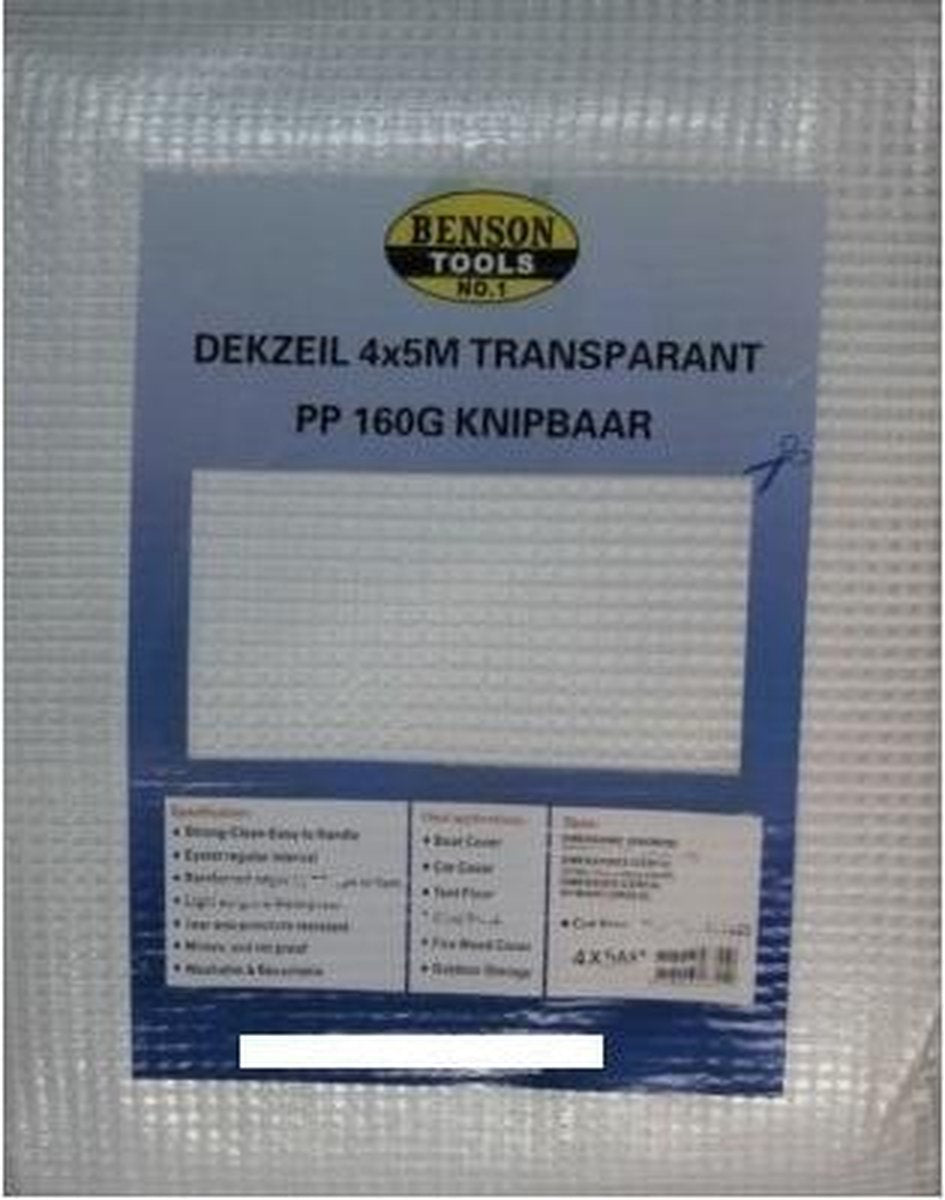 Transparant afdekzeil / dekzeil - 4 x 5 meter - polypropyleen grondzeil / dekkleed
