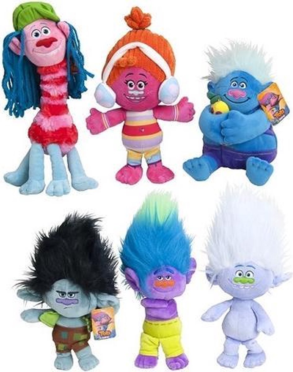 Knuffelset Dreamworlds  Trolls Worldtour knuffels 30 cm 6 stuks