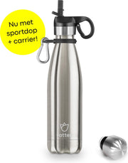 Vatten® Premium RVS Thermosfles - 500 ml - Staal - Waterfles met Rietje - Isoleerfles