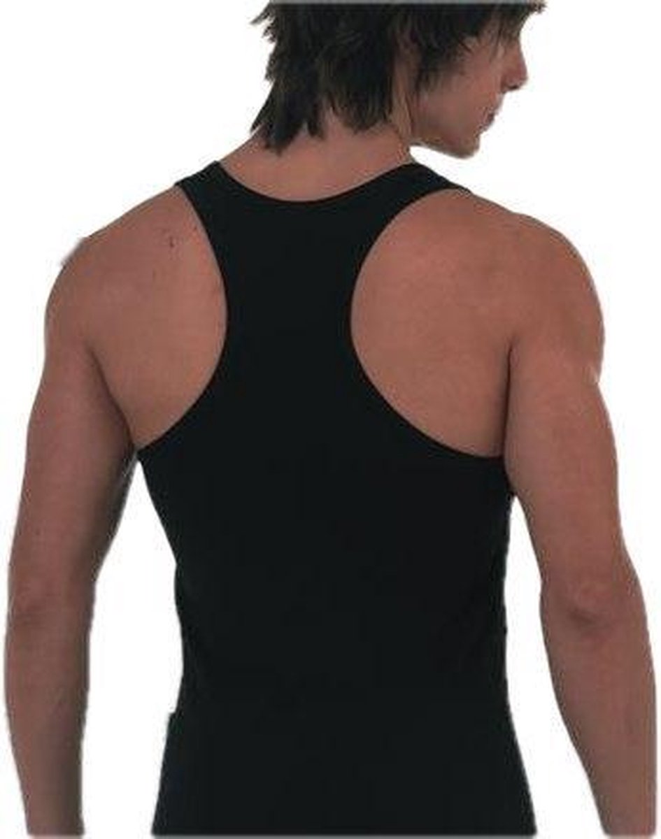 Heren halter sport hemd- zwart- 5 pak- maat XXXL