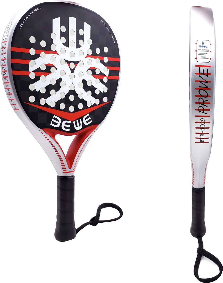 Racket- Padel racket- Padelrackets - Padelracket - 18 k carbon- Carbon Fiber- PU grip- Padel racket