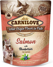 Carnilove Dog Pouch Pate Salmon with Blueberries for Puppy's 300 gram -  - Honden droogvoer