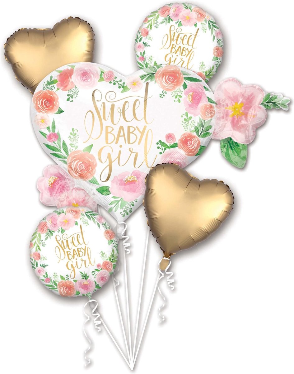 Aluminium Sweet baby girl ballon boeket - Feestdecoratievoorwerp