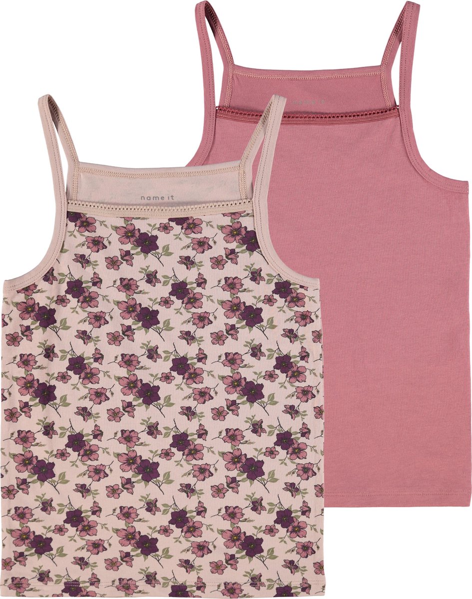 NAME IT NKFSTRAP TOP 2P DECO ROSE FLOWER Meisjes Onderhemd - Maat 134-140