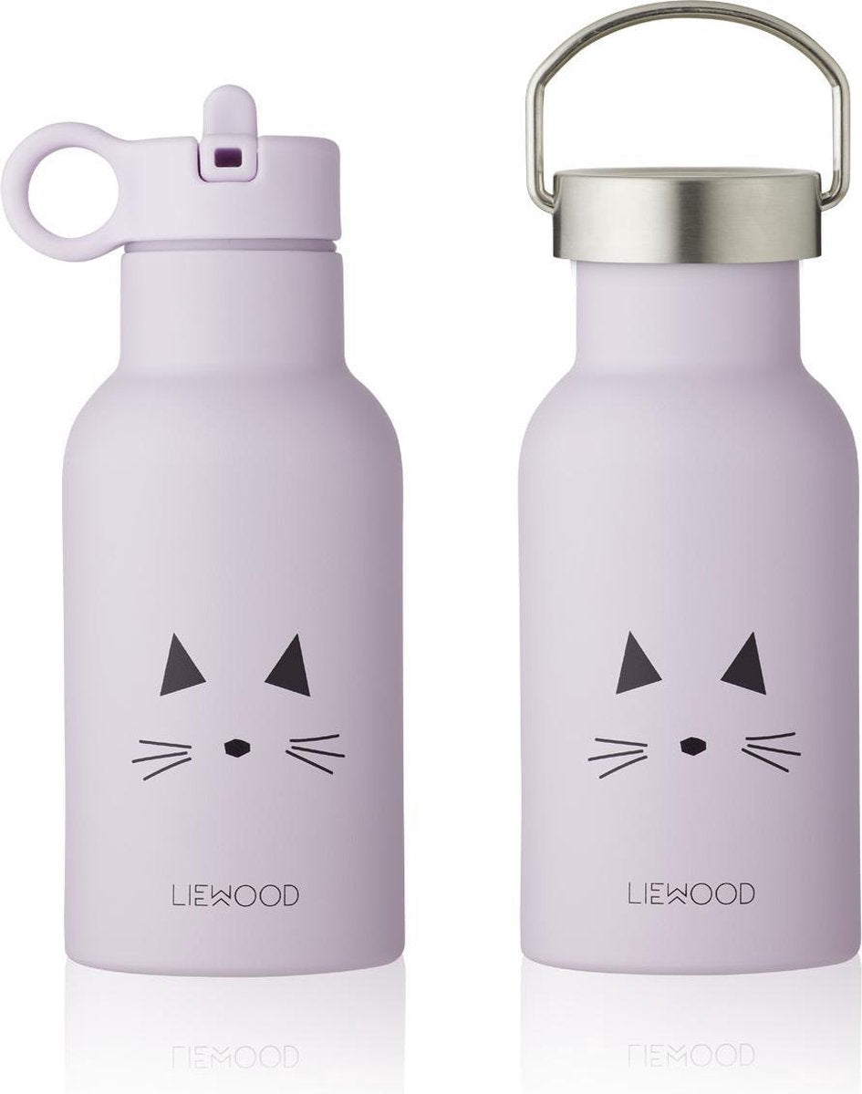 Super Knappe Anker Drinkfles - Cat Light Lavender 350ml