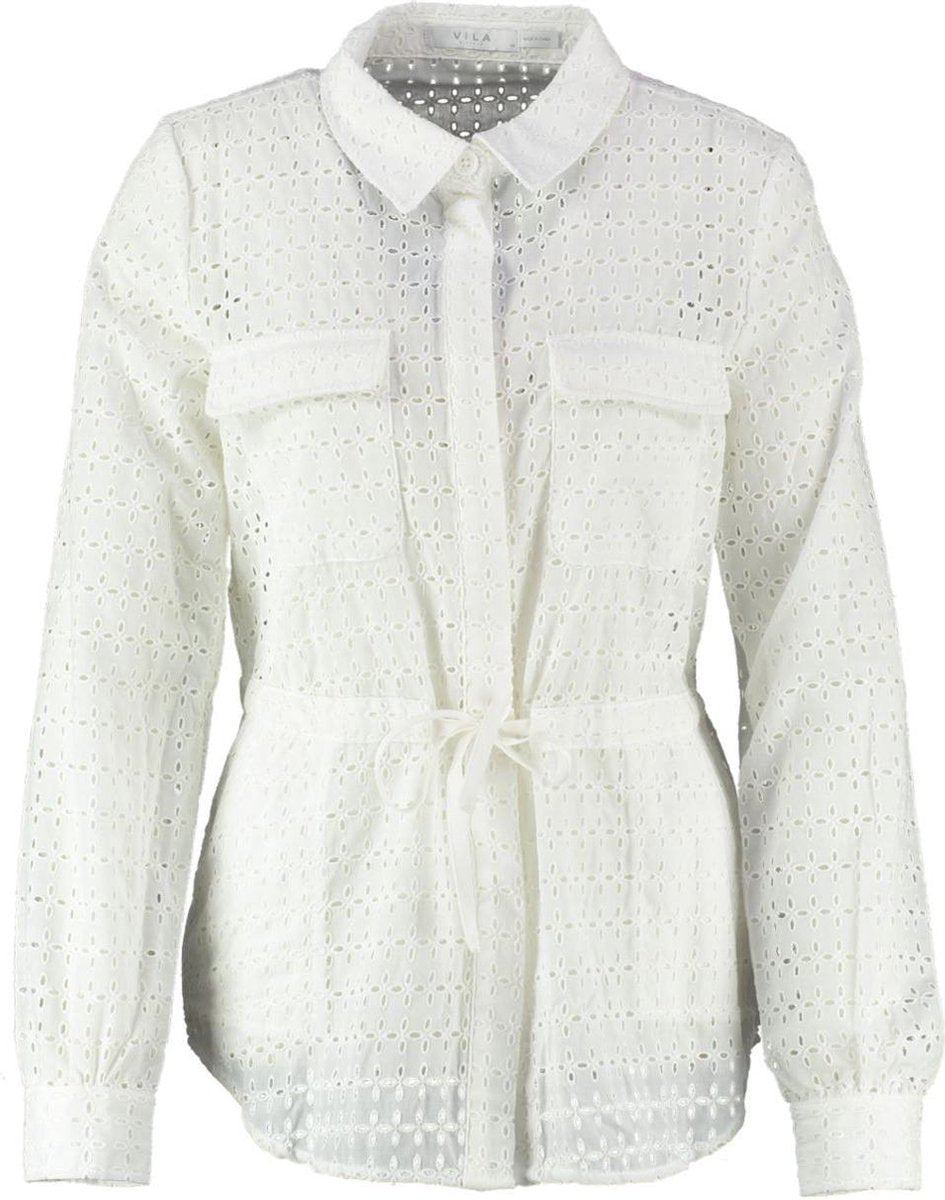 Vila off white blouse jasje broderie - Maat 38