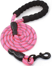 GOLDENDEALER™ - Hondenriem - nieuw verstevigd model – reflecterend - voor grote en kleine honden - duurzaam touw - stevige grip - honden trainen – roze - 1