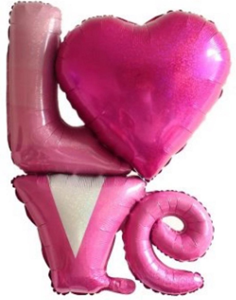 Folie ballon roze met hart love you 91*81 cm