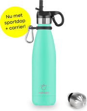 Vatten® Premium RVS Thermosfles - 500 ml - Mat Turquoise - Waterfles met Rietje - Isoleerfles