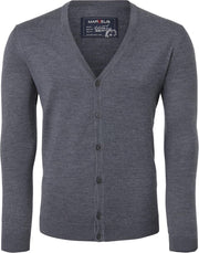MARVELIS heren vest wol - V-hals - antraciet grijs melange -  Maat: 3XL
