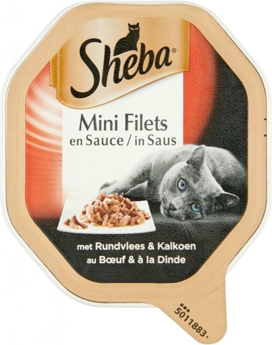 Sheba Mini Filets in Saus Kuipje - Rund & Kalkoen - Kattenvoer - 22 x 85g