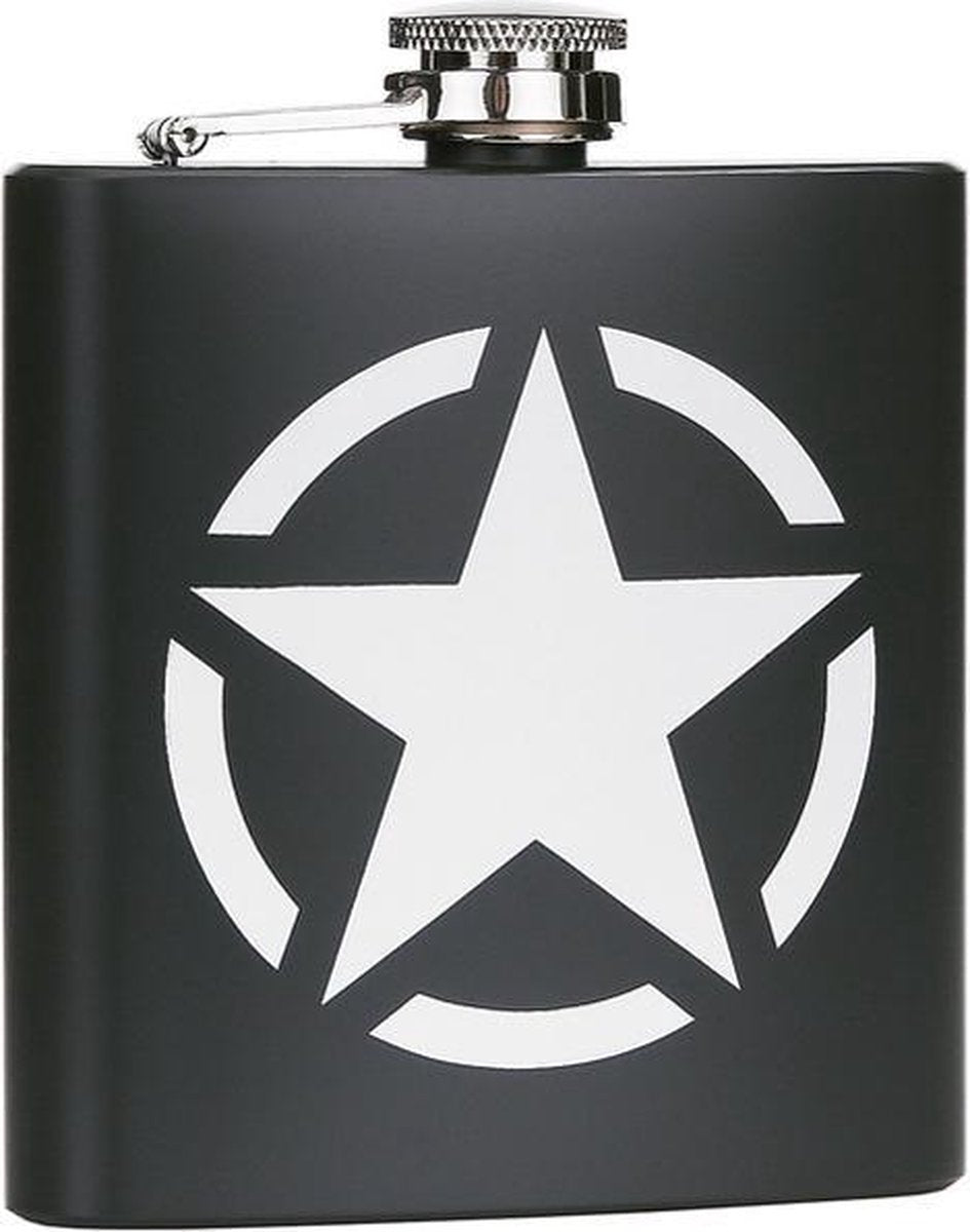 Zakfles/heupflacon groen 180ml - US Army Star