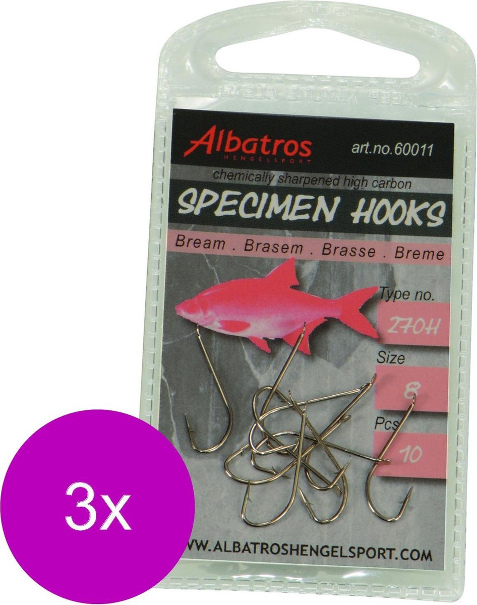 Albatros Haak Specimen Brasem 270h 10 stuks - Enkele Haak - 3 x 14 Witvis