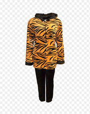 Dames fleece huispak met zakken rits en capuchon M bruin/zwart