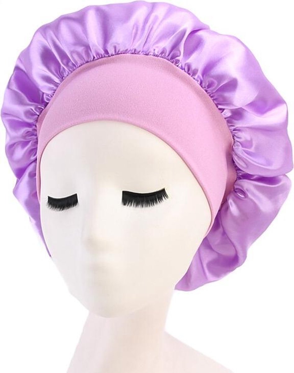 Bonnet Satijn - Polyester XL|Slaapmuts Satijn|Hoofddeksel|Unisex|Elastisch|Cabantis|Paars