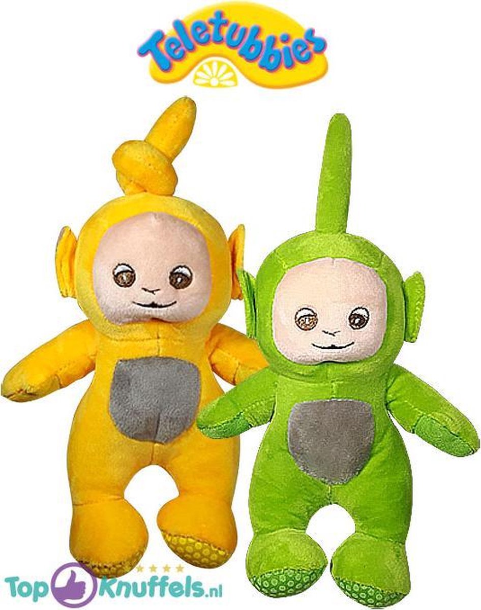Teletubbies Pluche Knuffel Set Laa Laa + Dipsy 26 cm | Knuffelpop voor kinderen en baby | Teletubbie Po