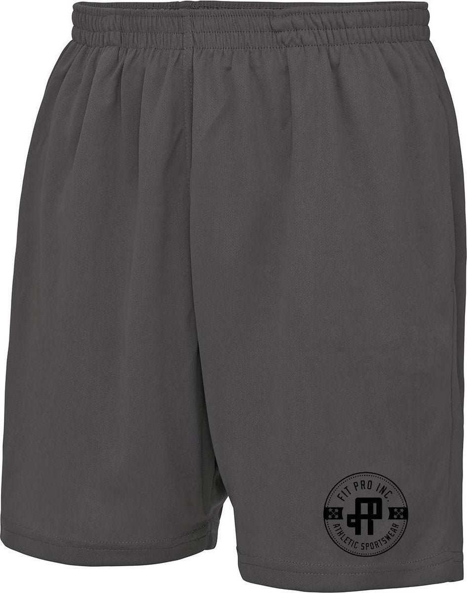 FitProWear Heren Korte broek / sportbroek - Donkergrijs - Maat S - Sportbroek - Korte sportbroek - Sportshort - Cool Short - Trainingsbroek - Broek Polyester - Sweatshort - Grijze broek