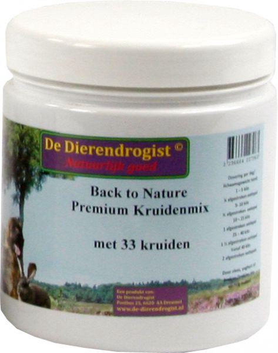 Dierendrogist back to nature premium kruidenmix met 33 kruiden 450 gr