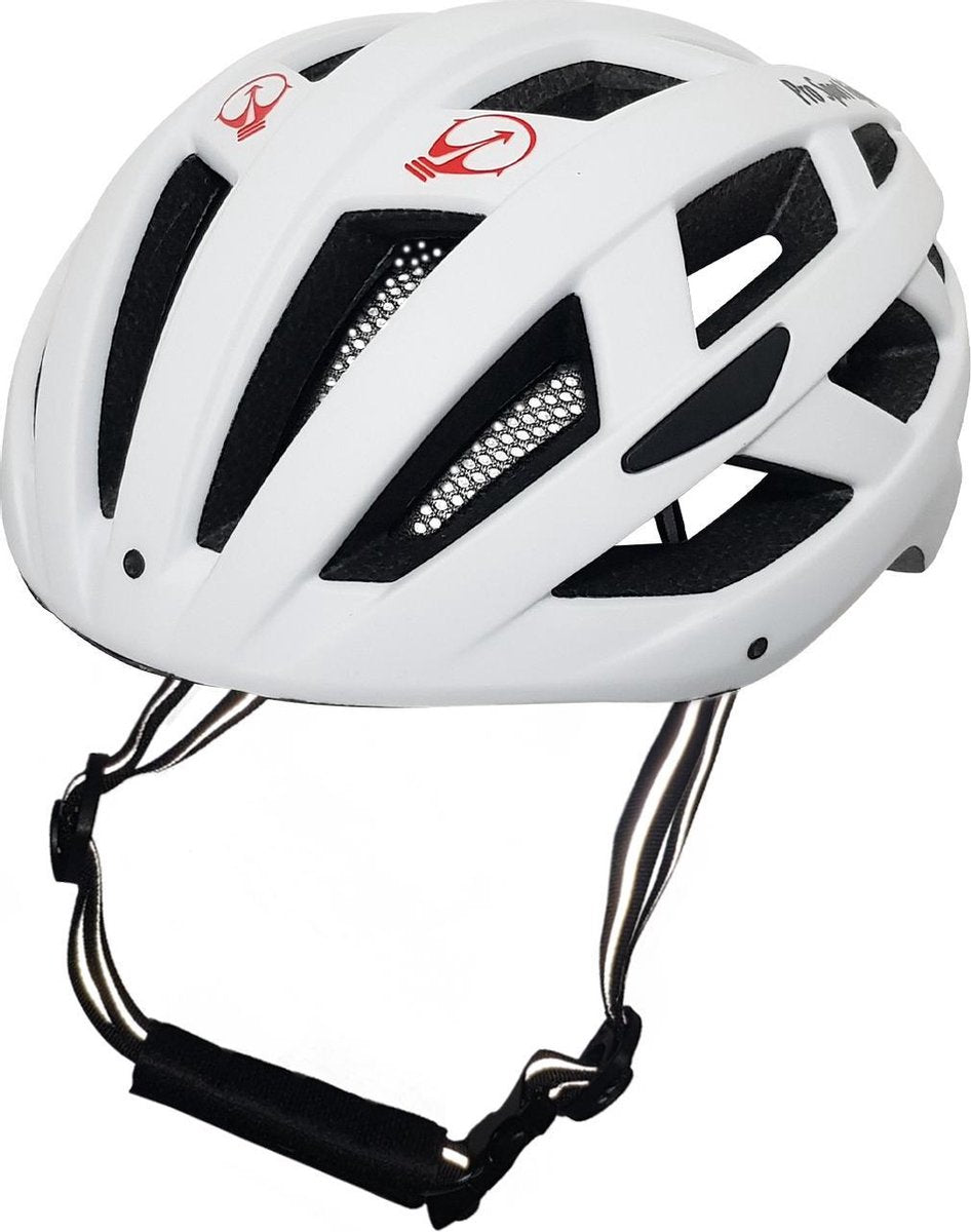 Pro Sport Lights Fietshelm met rood achterlicht - Fietsveiligheid - Wit - Large