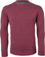 Redmond heren trui katoen - O-hals - donkerrood melange -  Maat XXXL