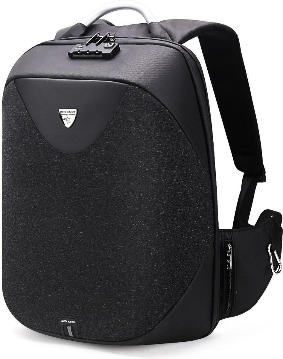 Arctic Hunter Rugzak voor laptop tot 16 inch met USB poort voor aansluiten van powerbank - Met code slot - zwart/grijs - Met veel extra opties