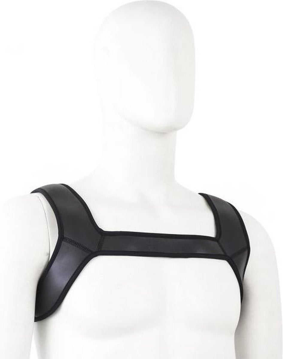 Neopreen schouder-borst harnas tuigje - zwart - maat L