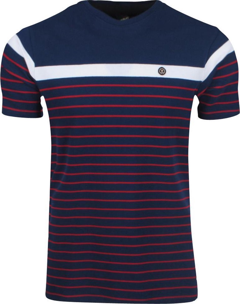 Twinlife - Heren T-Shirt - Gestreept - Navy