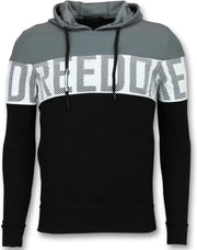 Enos Striped Hooded Sweatshirt - Hoodies Heren Zwart - Grijs - Maten: L