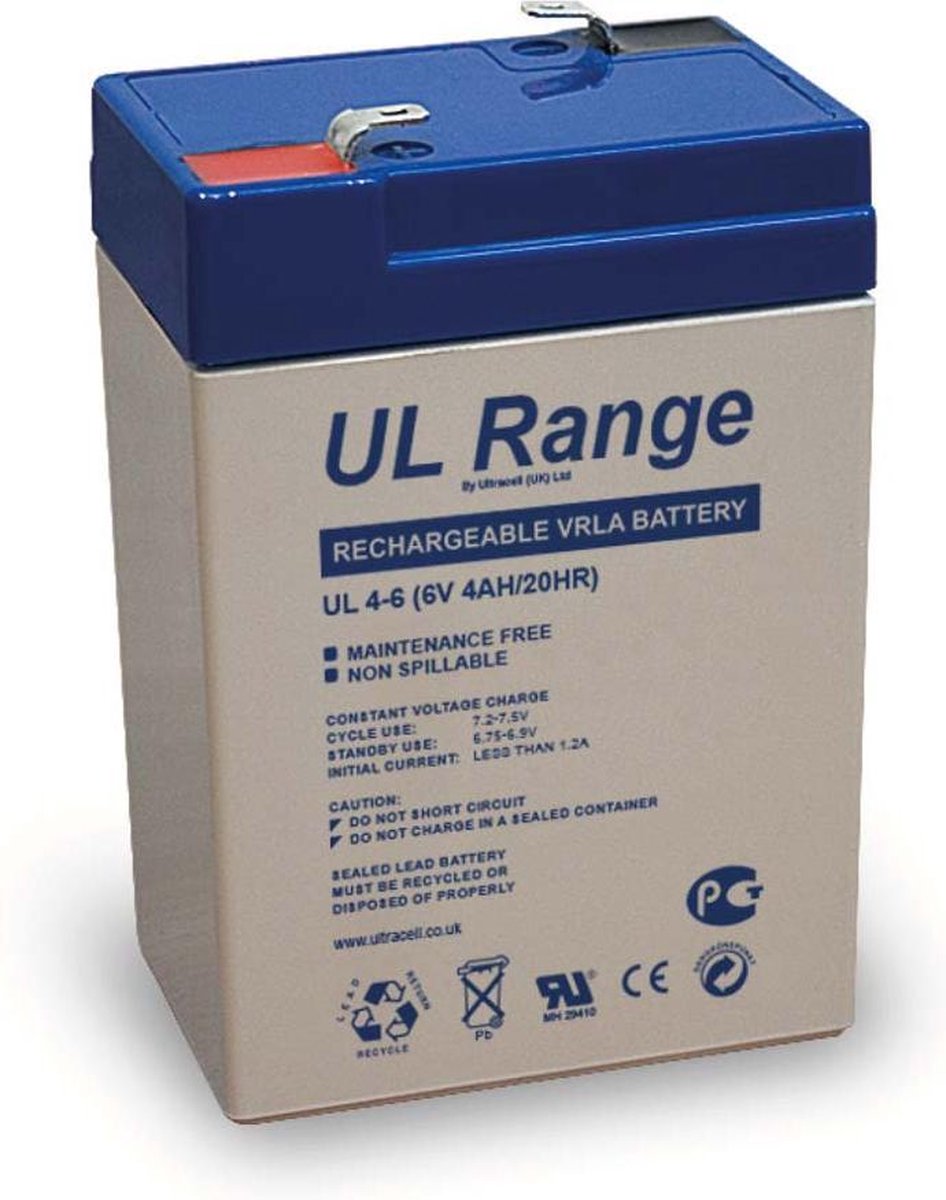 Ultracell 6 Volt 4.5A voor elektrische kinderauto - kindermotor - kinderquad - kindertractor - accuvoertuig