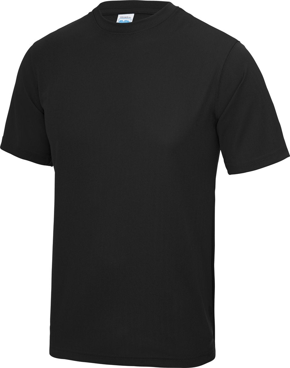 sportshirt zwart heren Maat M met bedrukking van eigen tekst