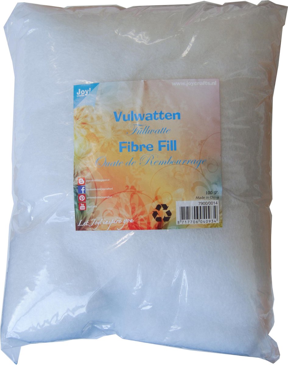 Vulwatten wit 100 gram voor Haak/Brei-projecten/Quilts/Decoratie en Kussens.