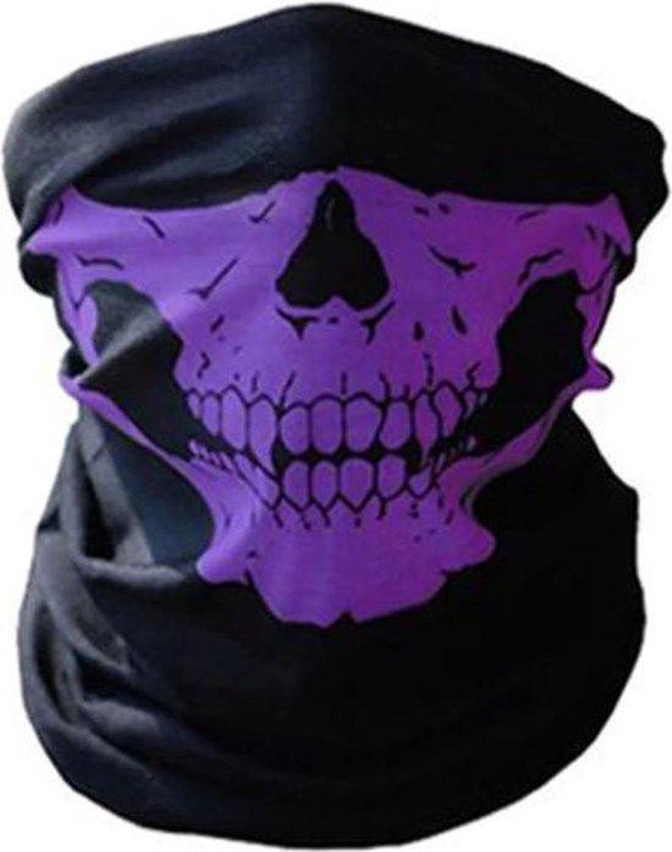 Gezihtsmasker Balclava - Skull Mask - Nek Warmer - Neck Sjaal - Zwart/paars