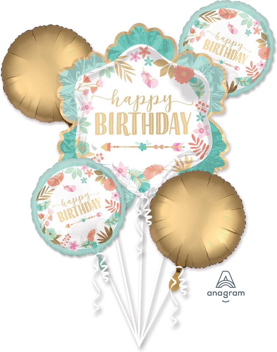 AMSCAN - Aluminium happy birthday ballon boeket - Decoratie > Luftballons