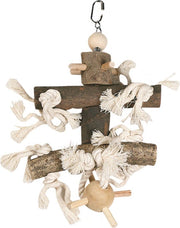 Vogelspeelgoed Kooihanger Hout Met Stekelbal - Bruin - 18 x 18 x 28 cm