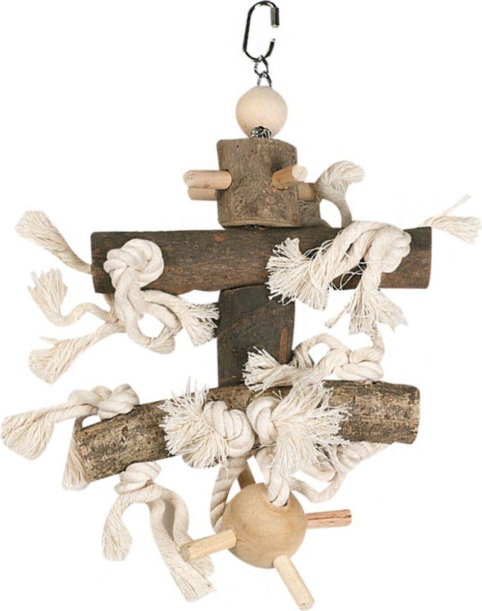 Vogelspeelgoed Kooihanger Hout Met Stekelbal - Bruin - 18 x 18 x 28 cm