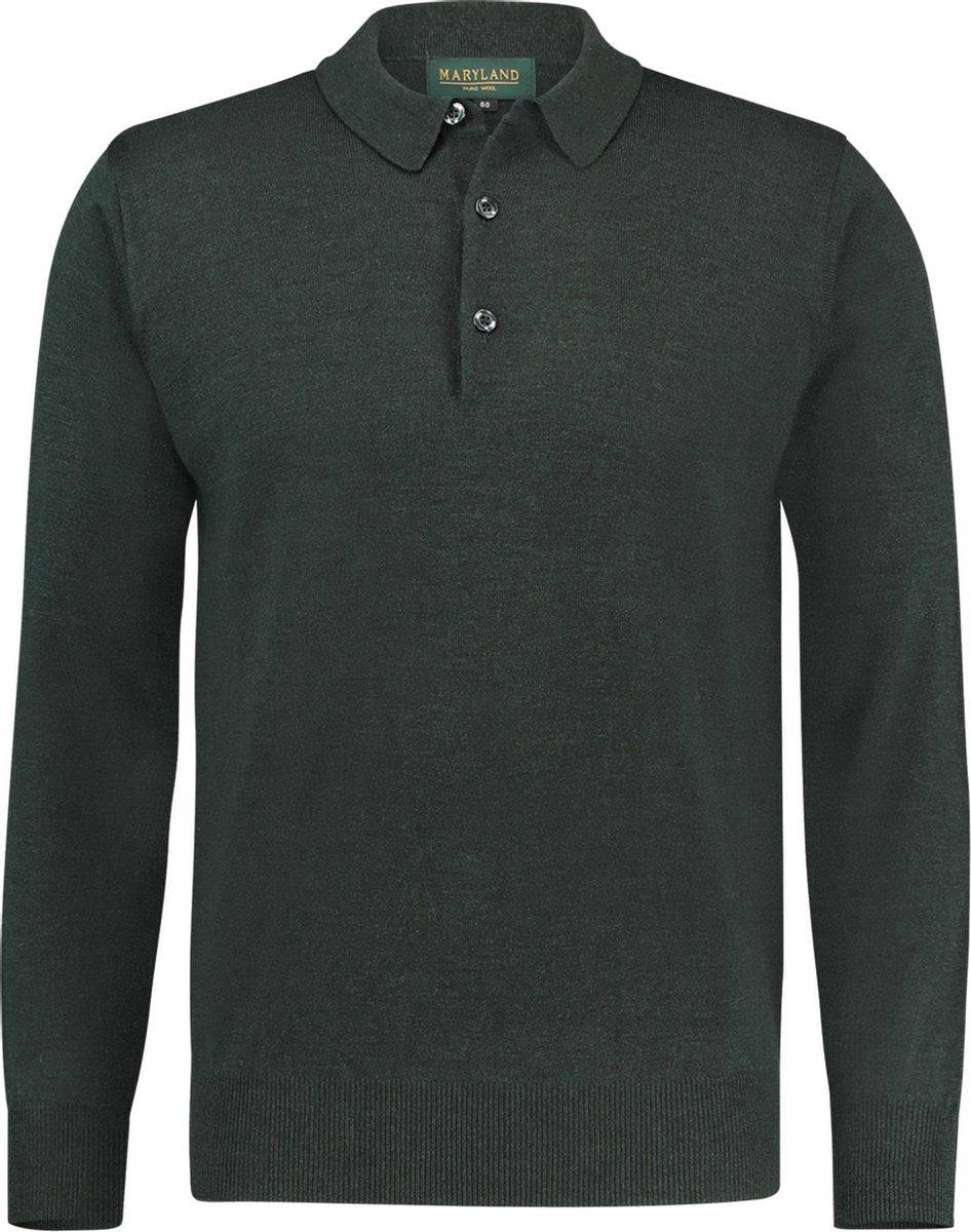 The English Hatter Mannen Maryland Polo Trui Groen Merinowol Maat: s