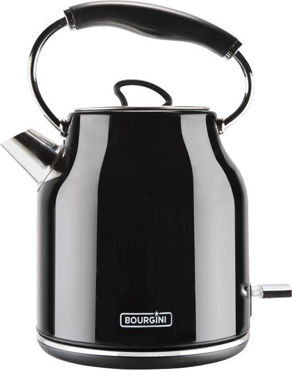 Bourgini Retro Waterkoker Deluxe - Zwart - Nostalgisch Design - 1.7L
