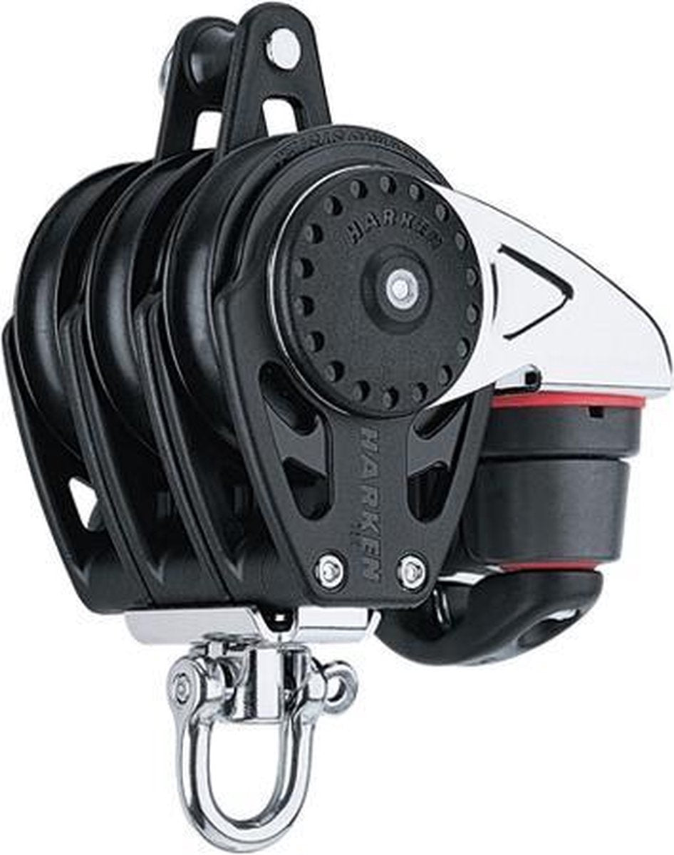 Harken carbo 3-schijfs+hondsvot+klem 75 mm