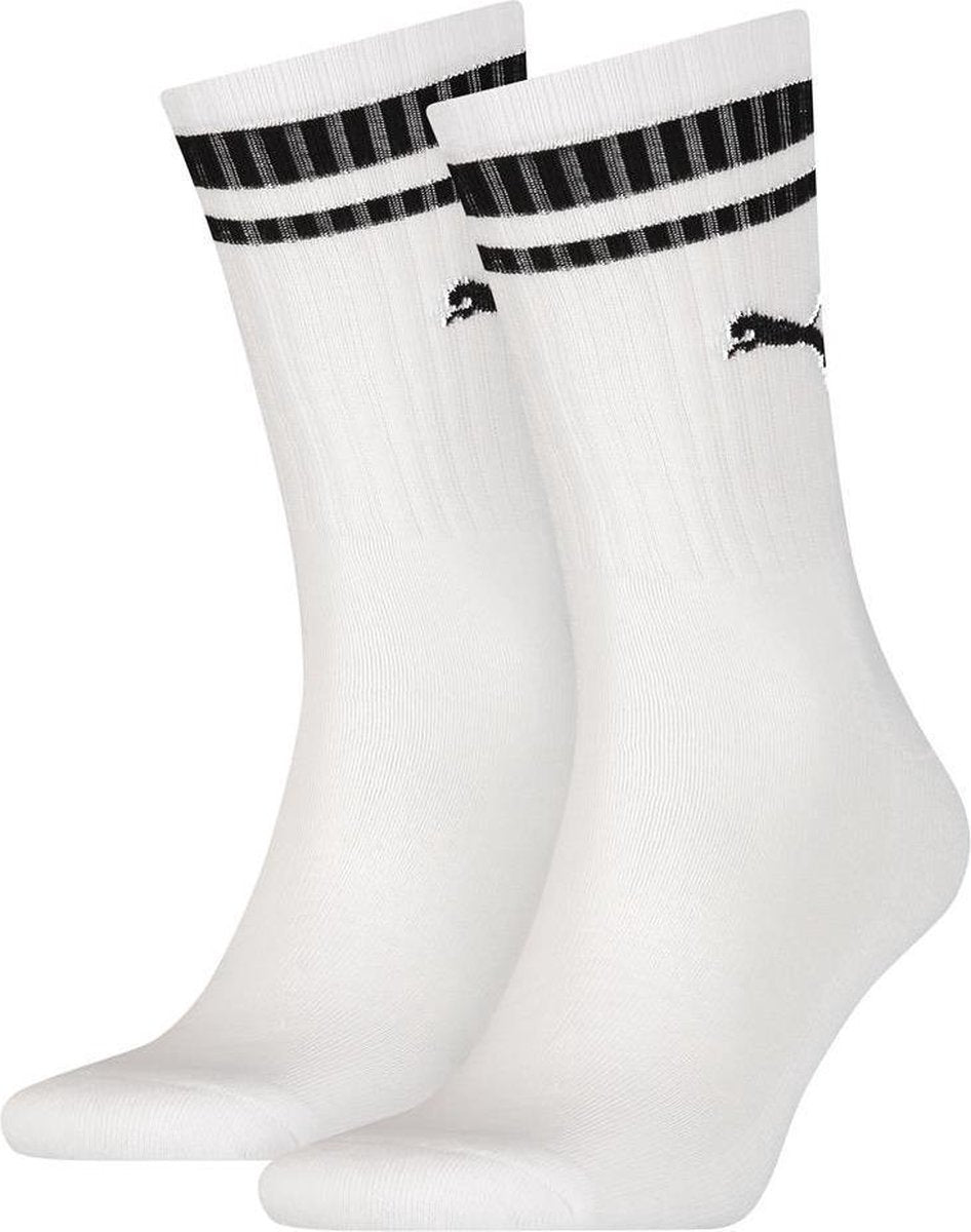 Puma crew heritage stripe 2p unisex - Sportsokken - Volwassenen - white - 39-42
