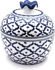 Serveerschaal met deksel - Kom met deksel - Serveerkom – Handgeschilderd - Kom Thais servies – Pineapple motief – Ananaspatroon  -13 cm