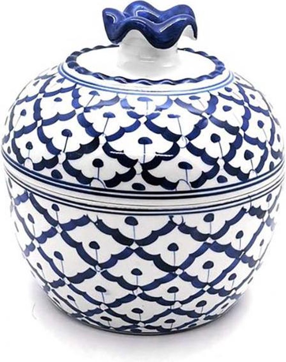 Serveerschaal met deksel - Kom met deksel - Serveerkom – Handgeschilderd - Kom Thais servies – Pineapple motief – Ananaspatroon  -13 cm