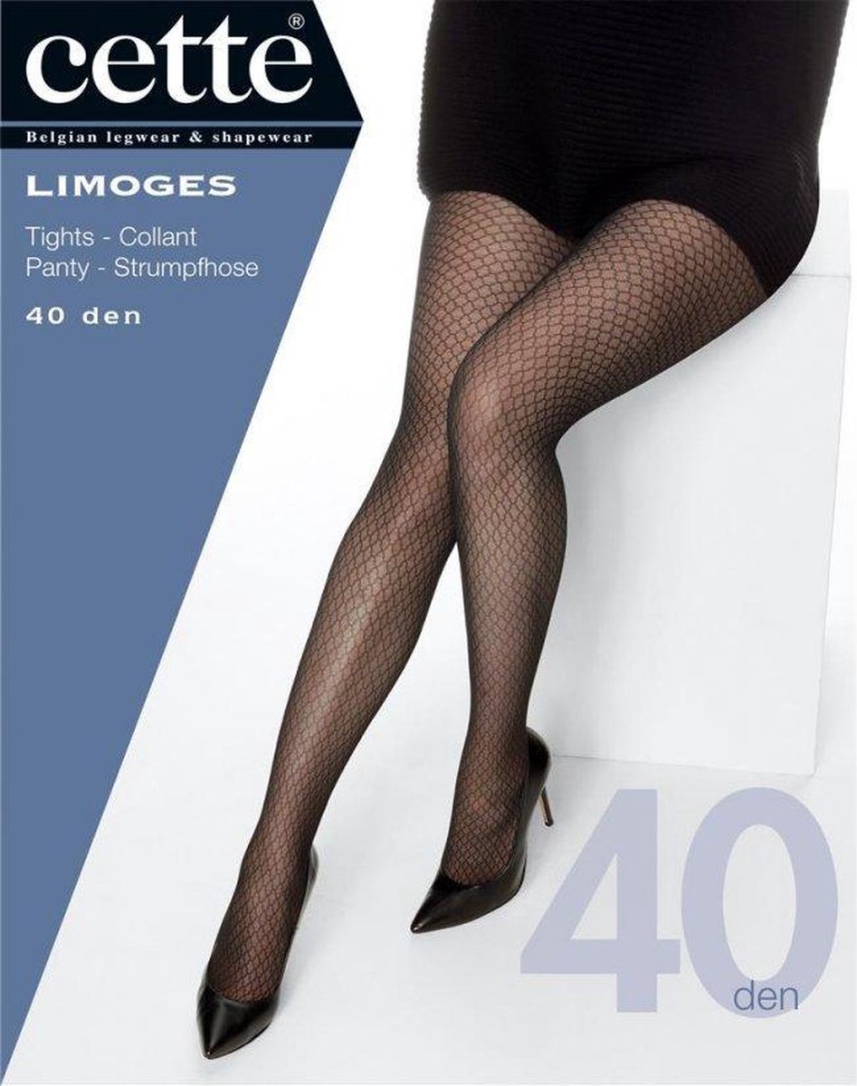 Zwarte panty met ruitpatroon SMALL / Cette
