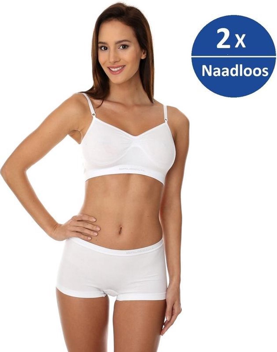 Brubeck Comfort Naadloze BH zonder Beugel Katoen - 2 Pack - Wit - 70A