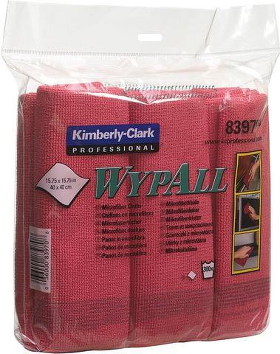 Schoonmaakdoek Wypall microvezel rd/pk 6