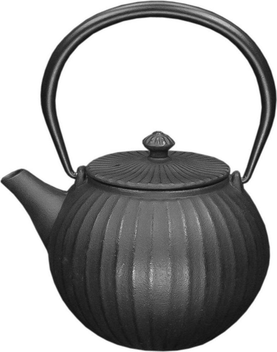 Orange85 Theepot - Gietijzeren - 1.1L - Bol - Streeppatroon
