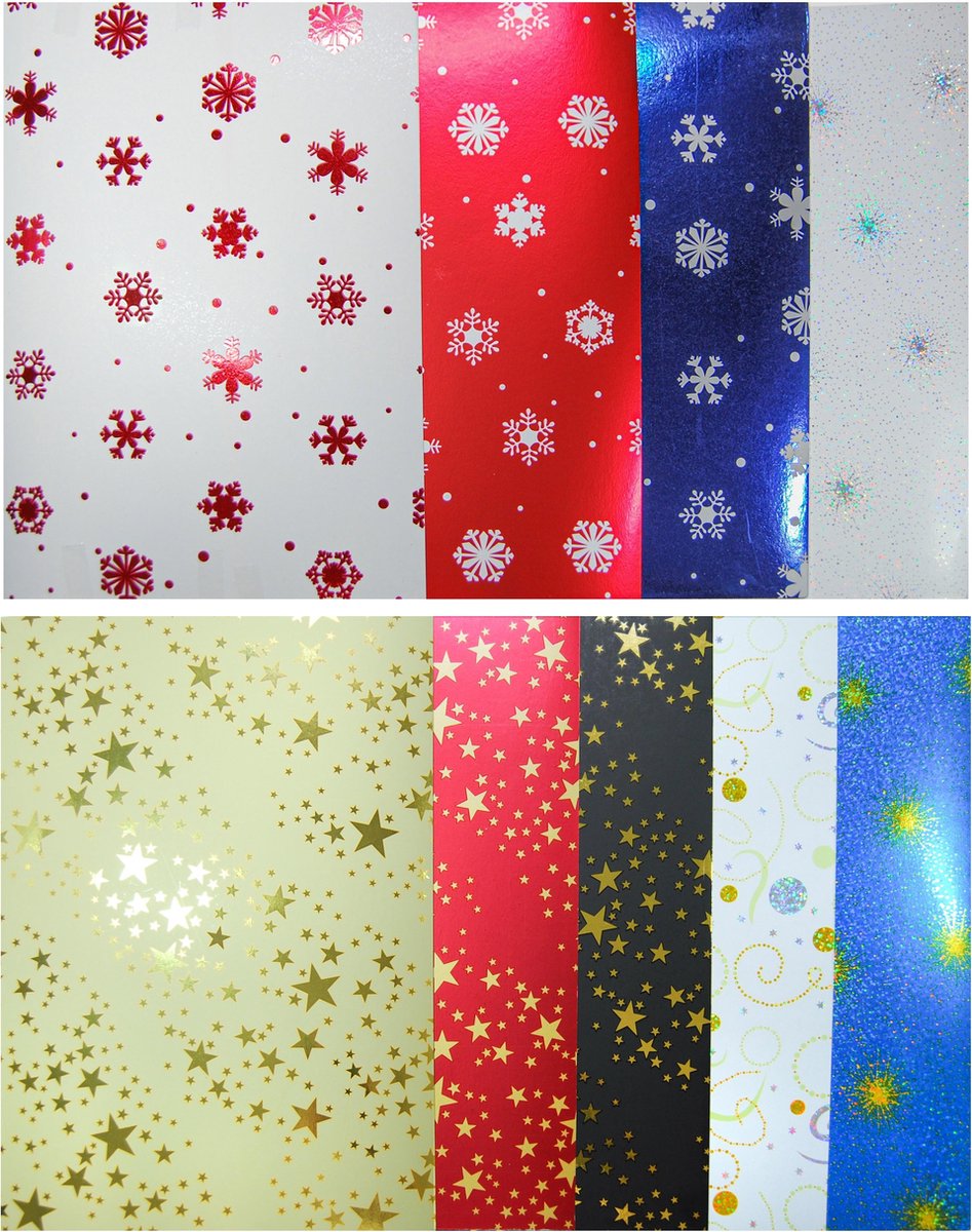 Joy!Crafts Spiegelkarton bedrukt KERST / 100 vellen x A4 250g/m2 / Hobbykarton 10x10 verschillende designs