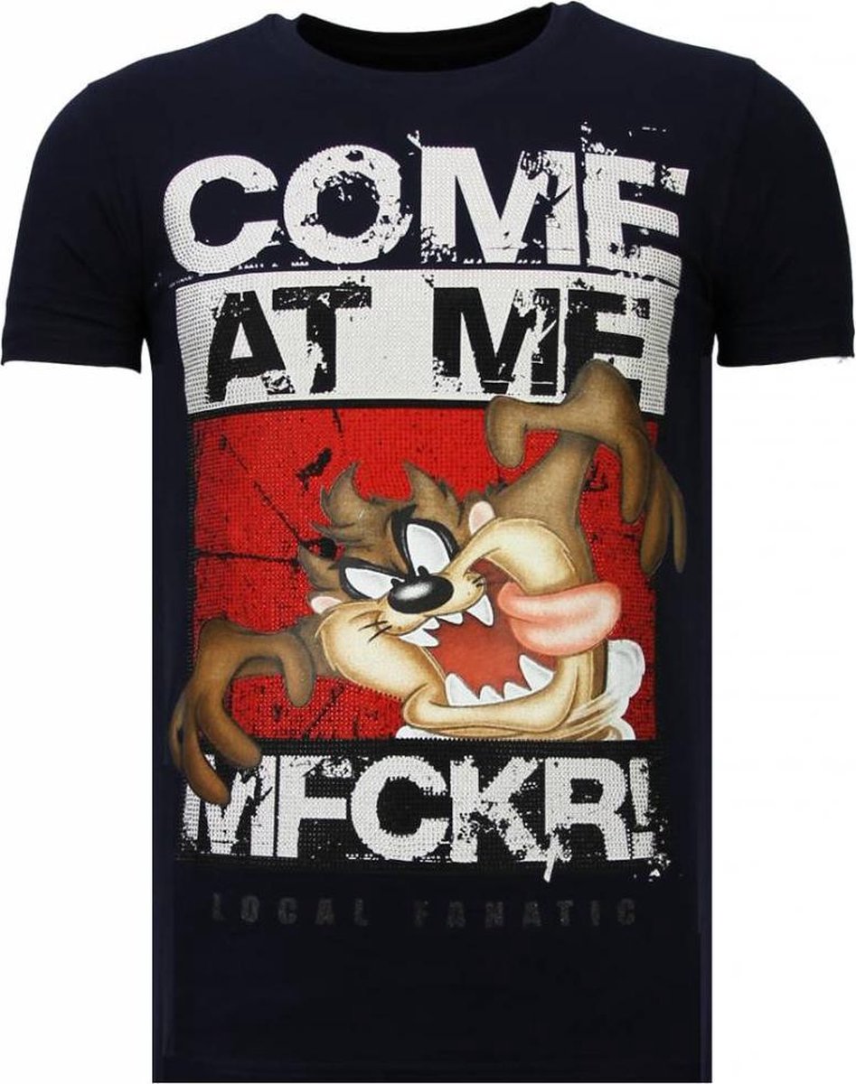 Local Fanatic Taz Mania - Rhinestone T-shirt - Navy - Maten: S